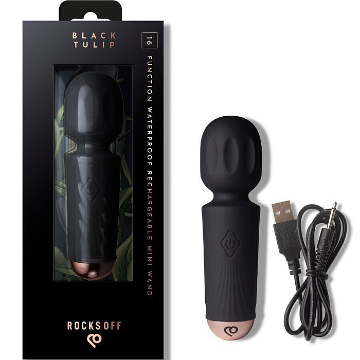 Вибромассажер Rocks Off Mini Wand Black Tulip, 16 режимов