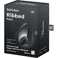 Смарт-виброяйцо Satisfyer Ribbed Petal Connect App Black, управление со смартфона, пульт ДУ