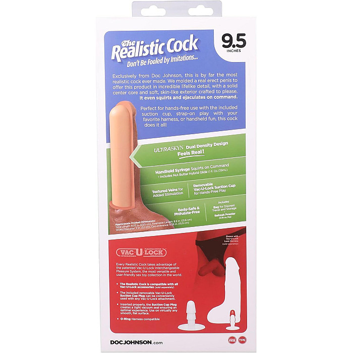 Фалоімітатор, що кінчає Doc Johnson The Realistic Cock ULTRASKYN - Squirting 9,5 Inch Chocolate
