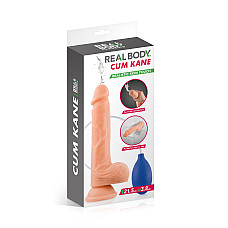 Кончающий фаллоимитатор Real Body — Cum Kane, длина 21,5 см, диам. 3,8 см, ТРЕ, присоска