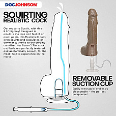 Кончающий фаллоимитатор Doc Johnson The Realistic Cock ULTRASKYN - Squirting 9,5 Inch Caramel
