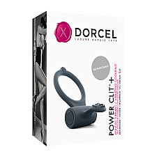 Эрекционное кольцо Dorcel Power Clit Plus с вибрацией, перезаряжаемое, с язычком со щеточкой