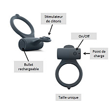 Эрекционное кольцо Dorcel Power Clit Plus с вибрацией, перезаряжаемое, с язычком со щеточкой