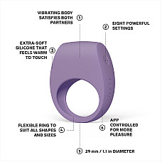 Эрекционное кольцо с вибрацией LELO Tor 3 Violet Dusk, управление со смартфона
