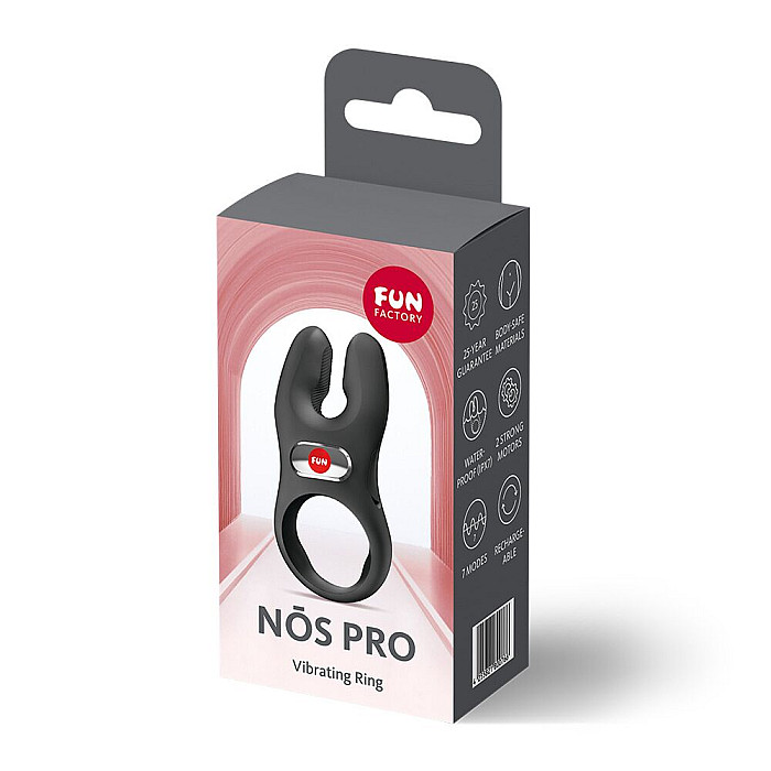 Эрекционное виброкольцо с двойной стимуляцией клитора Fun Factory NŌS PRO Black, 2 мотора