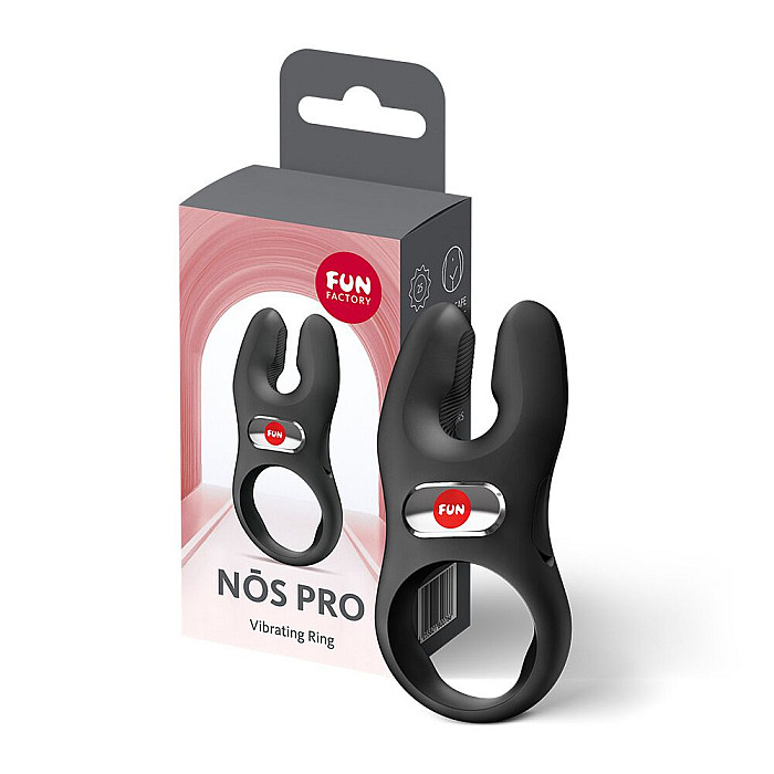 Эрекционное виброкольцо с двойной стимуляцией клитора Fun Factory NŌS PRO Black, 2 мотора