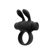 Ерекційне віброкільце S Pleasures Premium Rabbit Ring, чорне, зі знімною віброкулею та вушками