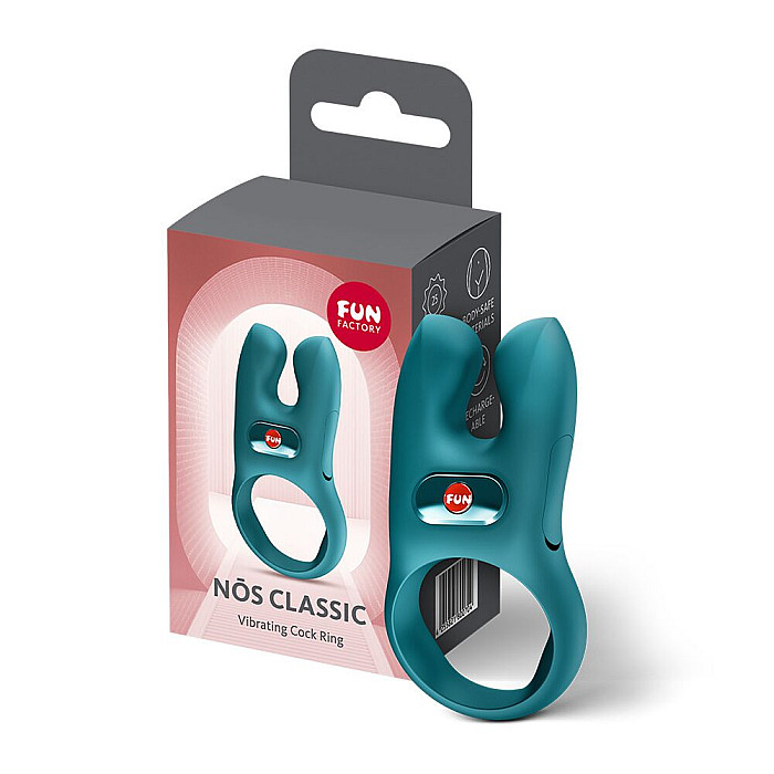 Эрекционное виброкольцо с двойной стимуляцией клитора Fun Factory NŌS CLASSIC Bottle Green, 2 мотора