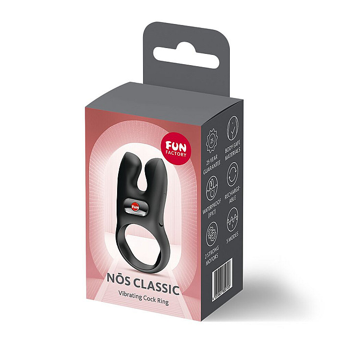 Эрекционное виброкольцо с двойной стимуляцией клитора Fun Factory NŌS CLASSIC Black, 2 мотора