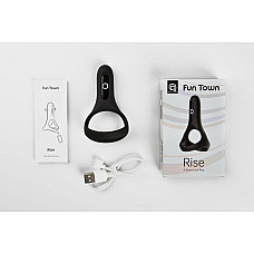Подвійне ерекційне кільце Fun Town Rise Black, керування зі смартфона