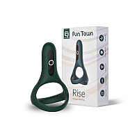 Двойное эрекционное кольцо Fun Town Rise Turquoise, управление со смартфона