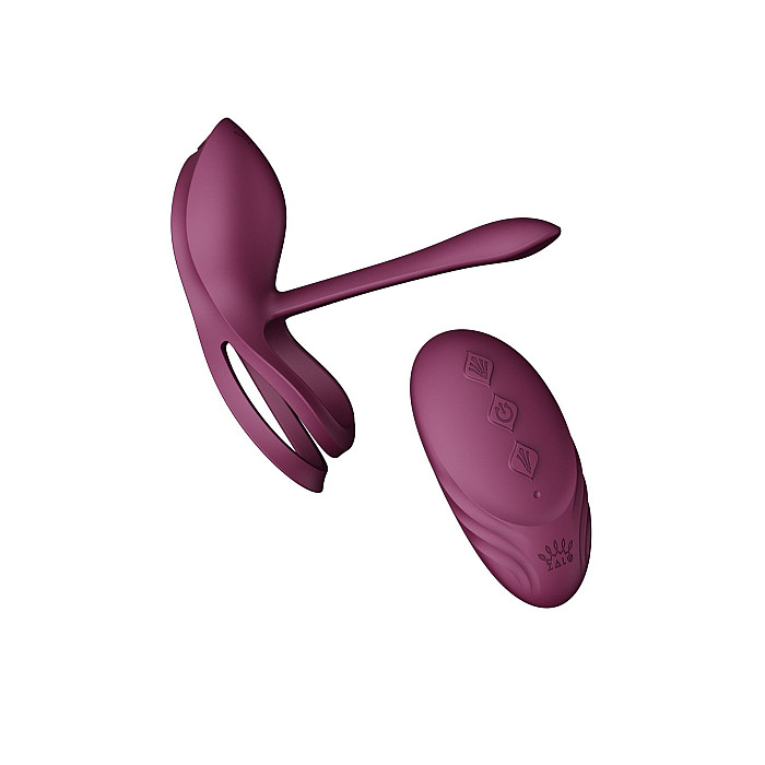 Смарт-ерекційне кільце Zalo - BAYEK Velvet Purple, подвійне з ввідною частиною, пульт ДК
