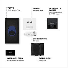 Эрекционное кольцо с вибрацией LELO Tor 3 Base Blue, управление со смартфона