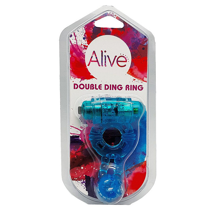 Ерекційне віброкільце Alive Double Ding Ring Blue