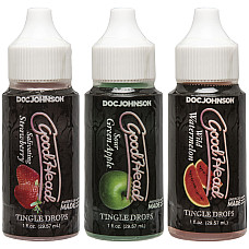 Набір крапель для мінету Doc Johnson GoodHead - Tingle Drops (Watermelon, Green Apple, Strawberry)