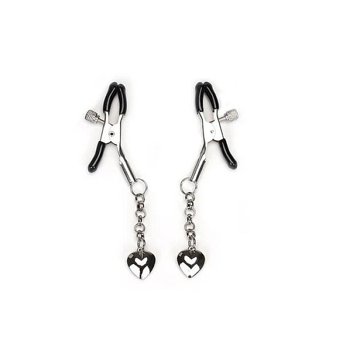 Зажимы для сосков Liebe Seele Solid Heart Nipple Clamps Silver, подвеска-сердечко