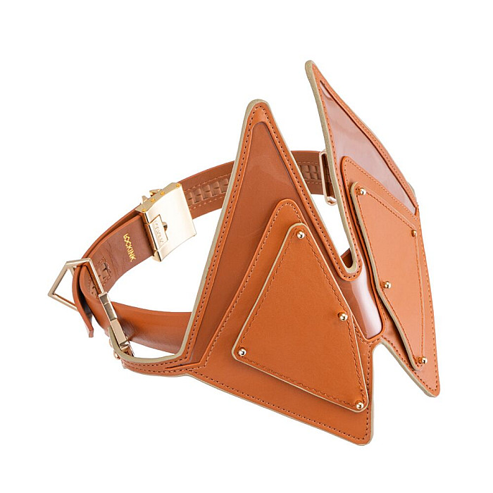 Маска на глаза LOCKINK Vixen Blindfold, коричневая, натуральная кожа, регулируемый объем