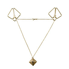 Зажимы для сосков с тяжелой подвеской LOCKINK Nipple Clamps with Heavy Pendant, золотистые