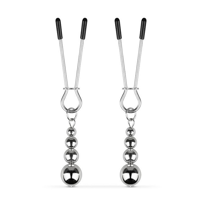 Зажимы для сосков Bedroom Fantasies: Nipple Clamps with Beaded Chain - Silver