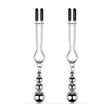 Зажимы для сосков Bedroom Fantasies: Nipple Clamps with Beaded Chain - Silver