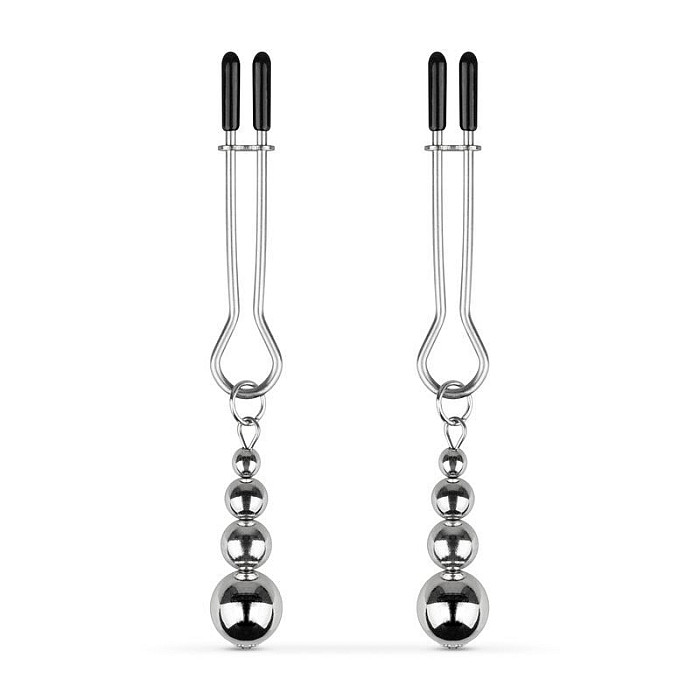 Зажимы для сосков Bedroom Fantasies: Nipple Clamps with Beaded Chain - Silver