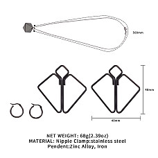 Зажимы для сосков с тяжелой подвеской LOCKINK Nipple Clamps with Heavy Pendant, серебристые