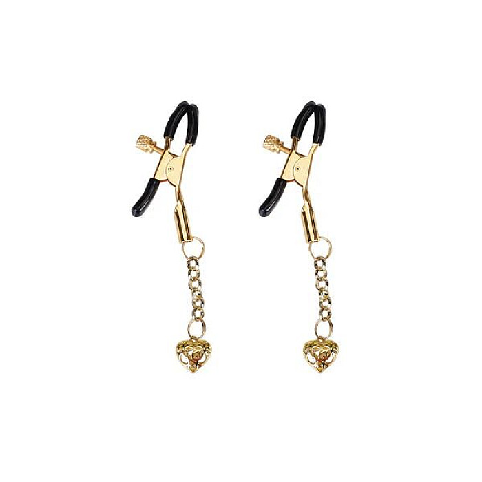 Затискачі для сосків Liebe Seele Hollow Heart Nipple Clamps Gold