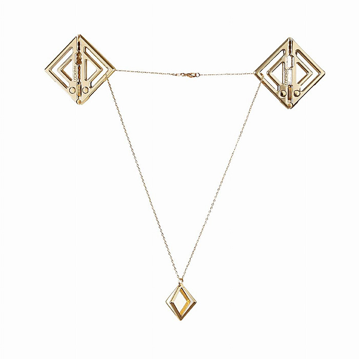 Зажимы для сосков с легкой подвеской LOCKINK Adjustable Nipple Clamps with Light Pendant, золотистые