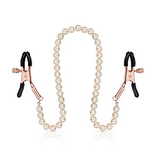 Зажимы для сосков с жемчужной цепочкой Rosy Gold - Nipple Clamps Pearls
