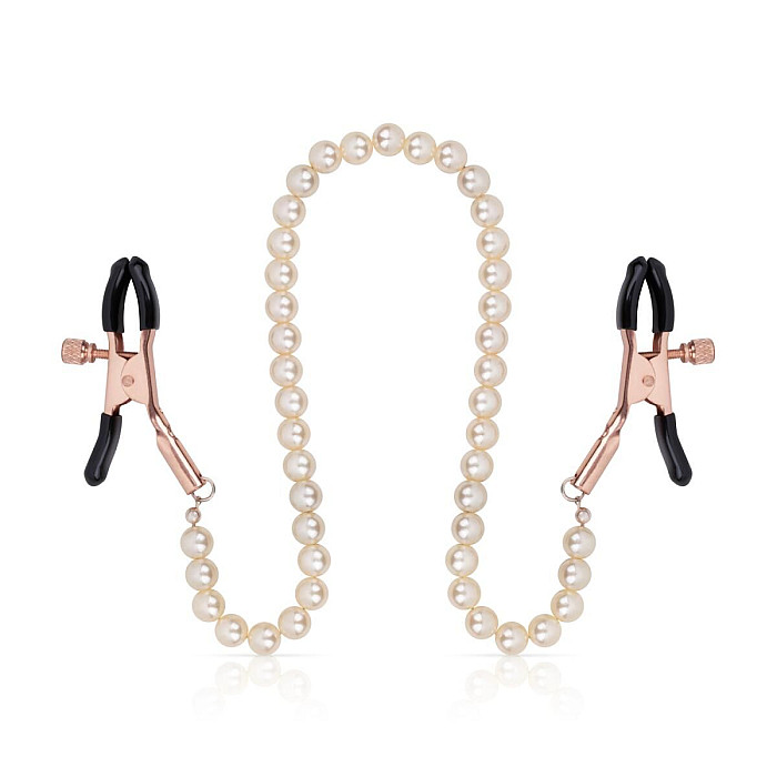Зажимы для сосков с жемчужной цепочкой Rosy Gold - Nipple Clamps Pearls
