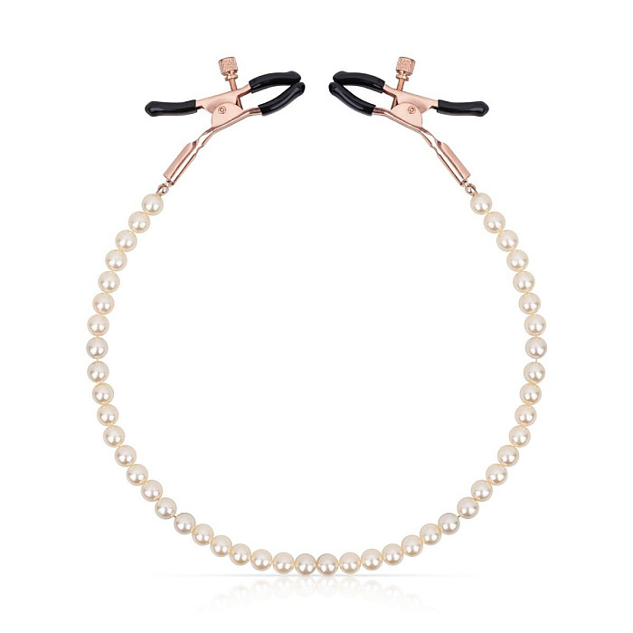 Зажимы для сосков с жемчужной цепочкой Rosy Gold - Nipple Clamps Pearls