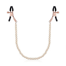Зажимы для сосков с жемчужной цепочкой Rosy Gold - Nipple Clamps Pearls