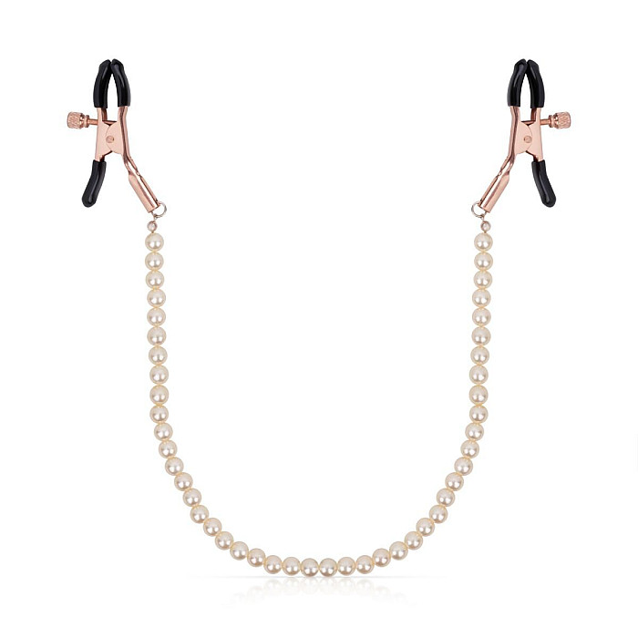 Зажимы для сосков с жемчужной цепочкой Rosy Gold - Nipple Clamps Pearls
