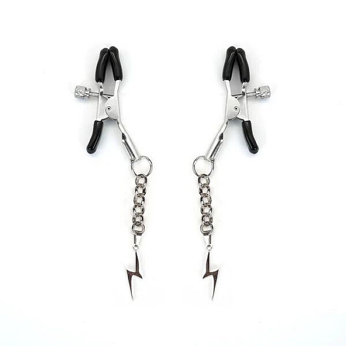 Зажимы для сосков Liebe Seele Lightning Nipple Clamps Silver, подвеска-молния