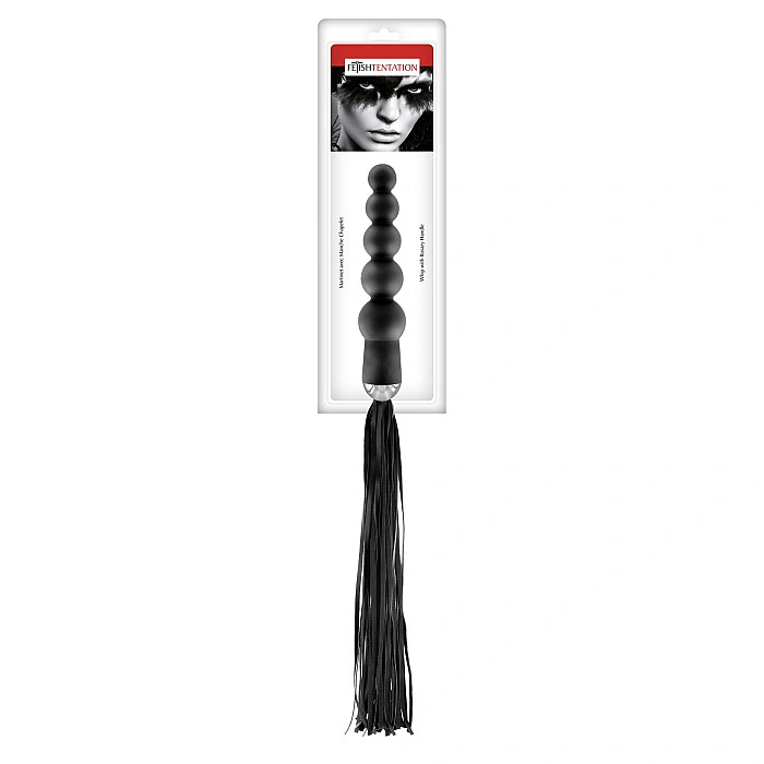 Флогер з ручкою - анальним намистом Fetish Tentation Whip with Rosary Handle