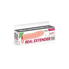 Насадка на член Real Body - Real Extender HUGY с открытой головкой и кольцом для мошонки