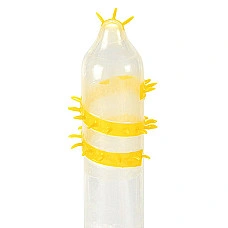 Насадка на член Recare Spike Condom Yellow (презерватив з вусиками та спіраллю шипів)