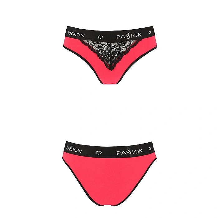 Трусики с широкой резинкой и кружевом Passion PS001 PANTIES XL, red-black