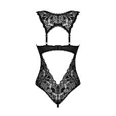 Мереживне боді Obsessive Donna Dream crotchless teddy XS/S Black, відкритий доступ