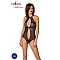 Сетчатое боди с кружевом на груди Passion SATARA BODY XXL/XXXL black