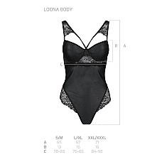 Боди из эко-кожи и кружева Passion LOONA BODY S/M, black