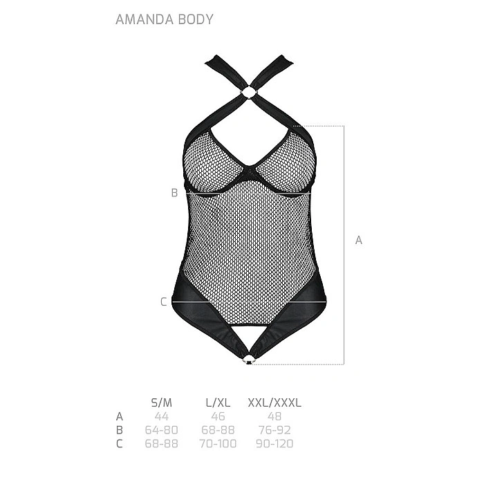Сітчастий боді з халтером Passion Amanda Body S/M, black