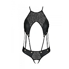 Боді з екошкіри з ремінцями та перфорацією Tamaris Body black S/M — Passion