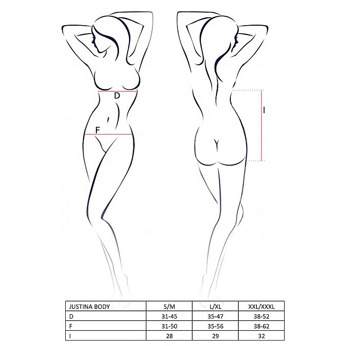 Боді монокіні з відкритими грудьми Passion JUSTINA BODY L/XL, black