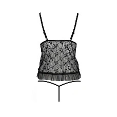 Боді монокіні з відкритими грудьми Passion JUSTINA BODY S/M, black