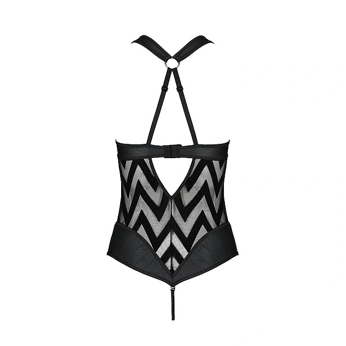 Сетчатый боди с халтером и ритмичным рисунком Passion Hima Body XXL/XXXL, black
