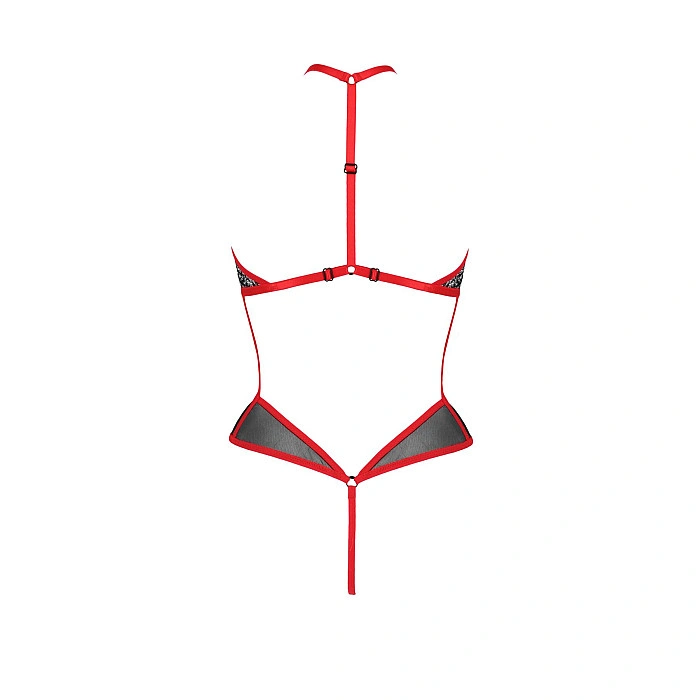 Сетчатое боди с кружевом на груди Passion SATARA BODY XXL/XXXL red