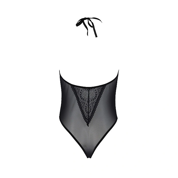 Боди Passion DROSERA BODY black, S/M, высокие вырезы, верх на завязках