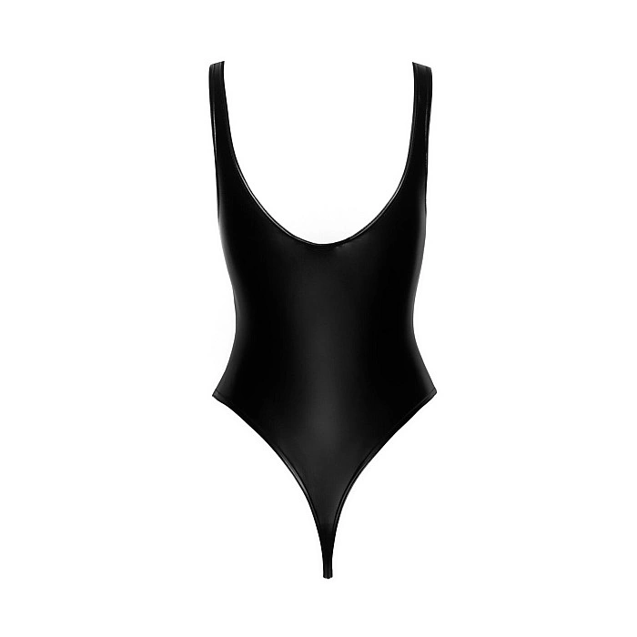 Боди с мокрым эффектом Noir Handmade F244 Powerwetlook body with high cut bottom hem, L