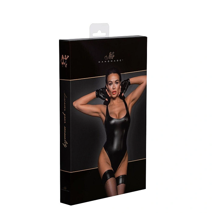 Боди с мокрым эффектом Noir Handmade F244 Powerwetlook body with high cut bottom hem, L